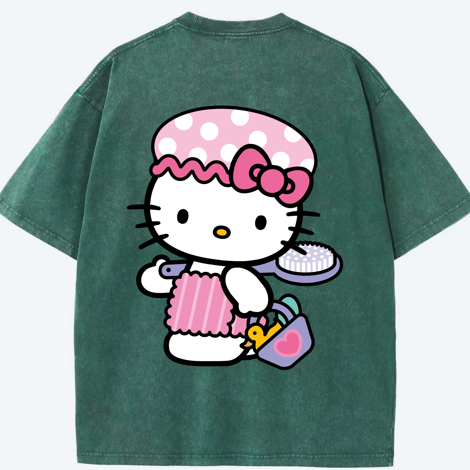 （画像用） Hello Kitty ハローキティ 綿100% ヴィンテージ風 半袖Tシャツ（背面プリント）